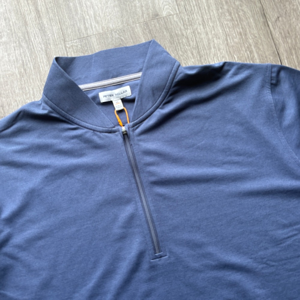 Peter Millar Crown Sport Mens XL Blue Quarter Zip Pullover Allied Logo NWT - Picture 2 of 7